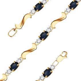 Золотой браслет Александра 3080027ск с бриллиантом и сапфиром 3080027ск фото