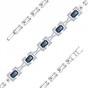 Браслет из белого золота Александра 3080041сб с бриллиантом и сапфиром 3080041сб фото