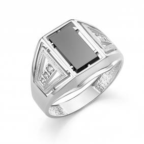 Серебряное кольцо Караваевская ювелирная фабрика 31-0225-s с ониксом и цирконием 31-0225-s фото