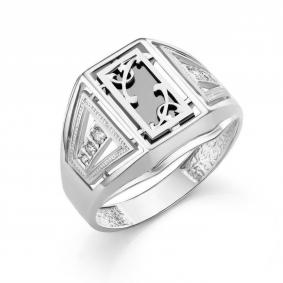 Серебряное кольцо Караваевская ювелирная фабрика 31-0229-s с ониксом и цирконием 31-0229-s фото