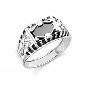 Серебряное кольцо Караваевская ювелирная фабрика 31-0299-s с ониксом и эмалью 31-0299-s фото