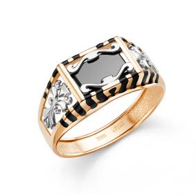 Золотое кольцо Караваевская ювелирная фабрика 31-0299 с ониксом и эмалью 31-0299 фото