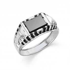 Серебряное кольцо Караваевская ювелирная фабрика 31-0300-s с ониксом и эмалью 31-0300-s фото