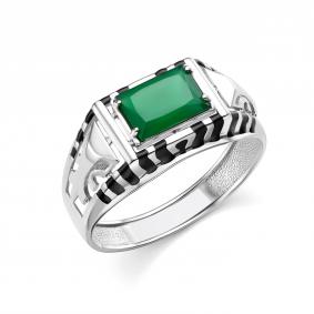 Серебряное кольцо Караваевская ювелирная фабрика 31-0318-s-О с ониксом и эмалью 31-0318-s-О фото