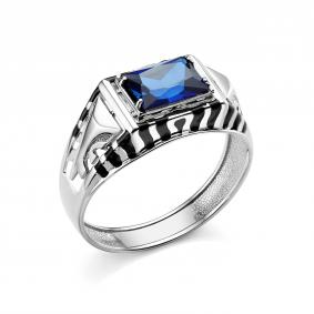 Серебряное кольцо Караваевская ювелирная фабрика 31-0318-s-С с эмалью и гидротермальным сапфиром 31-0318-s-С фото