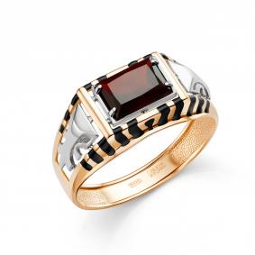 Золотое кольцо Караваевская ювелирная фабрика 31-0318-Г с гранатом и эмалью 31-0318-Г фото
