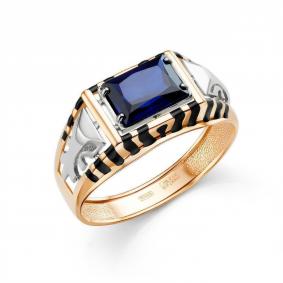 Золотое кольцо Караваевская ювелирная фабрика 31-0318-С с сапфировым корундом и эмалью 31-0318-С фото