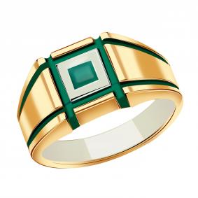 Золотое кольцо Караваевская ювелирная фабрика 31-0338-З с ониксом и эмалью 31-0338-З фото