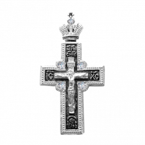 Подвеска-крест из черненого серебра Распятие Христово ЮЗ Елизавета с фианитом 3102-5ф 3102-5ф фото