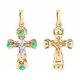 Золотая подвеска SOKOLOV 3120018 с изумрудом 3120018 фото