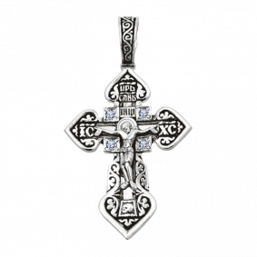 Подвеска-крест из черненого серебра Распятие Христово ЮЗ Елизавета с фианитом 3123-4ф 3123-4ф фото
