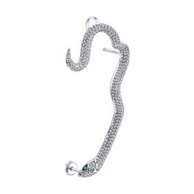 Одиночная серьга Символ года Змея SOKOLOV с бриллиантом и изумрудом 3170001-3 3170001-3 фото