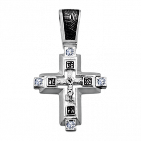 Подвеска-крест из черненого серебра Распятие Христово ЮЗ Елизавета с фианитом 3253-4ф 3253-4ф фото