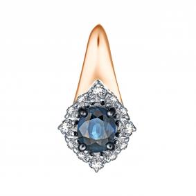 Золотая подвеска АЛЬКОР 32622-102 с бриллиантом и сапфиром 32622-102 фото