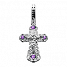 Подвеска-крест из черненого серебра Распятие Христово ЮЗ Елизавета с фианитом 3268-4ф-си 3268-4ф-си фото