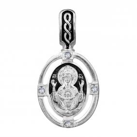 Подвеска-иконка из черненого серебра Святая Богородица ЮЗ Елизавета с фианитом 3269-4ф 3269-4ф фото