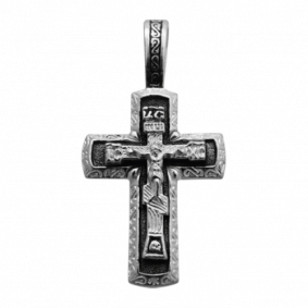 Подвеска-крест из чернёного серебра Распятие Христово ЮЗ Елизавета 3275 3275 фото