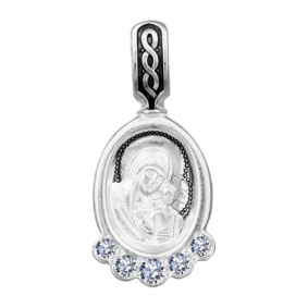 Подвеска-иконка из черненого серебра Божией Матери Казанская ЮЗ Елизавета с фианитом 3281-5ф 3281-5ф фото