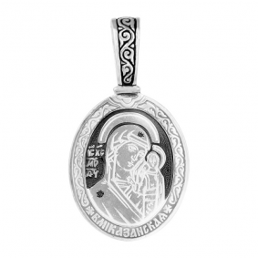 Подвеска-иконка из черненого серебра Божией Матери Казанская ЮЗ Елизавета 3335 3335 фото