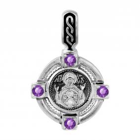 Подвеска-иконка из черненого серебра Святая Богородица ЮЗ Елизавета с фианитом 3358-4ф-си 3358-4ф-си фото