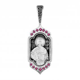 Подвеска-иконка из черненого серебра Великомученик Георгий Победоносец ЮЗ Елизавета с фианитом 3367-14ф-р 3367-14ф-р фото