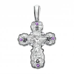 Подвеска-крест из черненого серебра Распятие Христово ЮЗ Елизавета с фианитом 3389-4ф-си 3389-4ф-си фото