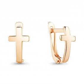 Золотые серьги-кресты AQUAMARINE 33949 33949 фото