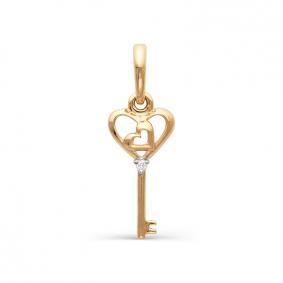 Золотая подвеска АЛЬКОР 3398-100 с бриллиантом 3398-100 фото