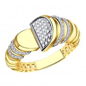 Кольцо из лимонного золота Золотые узоры 34-51-0805-00л с цирконием 34-51-0805-00л фото