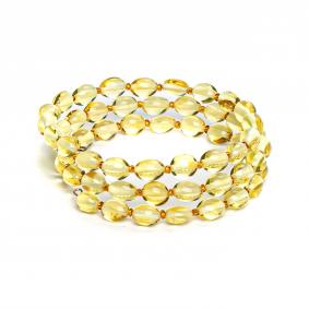 Браслет на металлической струне Сливка ИП Шавкунов ИН из янтаря и бисера 3402210454 3402210454 фото