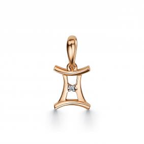 Золотая подвеска Знак зодиака Близнецы АЛЬКОР с бриллиантом 34211-100 34211-100 фото