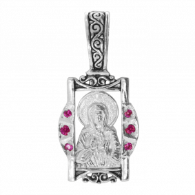 Подвеска-иконка из чернёного серебра Святая блаженная Матрона ЮЗ Елизавета с фианитом 3429-6ф-р 3429-6ф-р фото