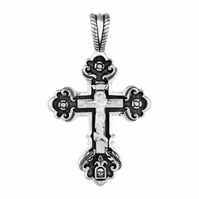 Серебряная подвеска-крест из черненого серебра Распятие Христово ЮЗ Елизавета 3438 3438 фото