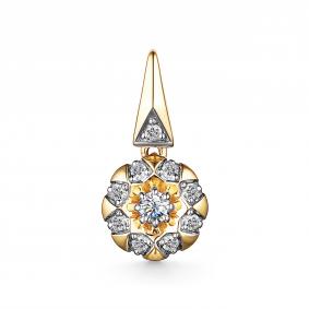 Подвеска из лимонного золота АЛЬКОР 34417-300 с бриллиантом 34417-300 фото