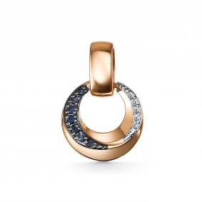 Золотая подвеска АЛЬКОР 34510-102 с бриллиантом и сапфиром 34510-102 фото