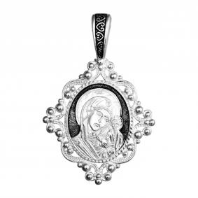 Подвеска-иконка из черненого серебра Божией Матери Казанская ЮЗ Елизавета 3464 3464 фото