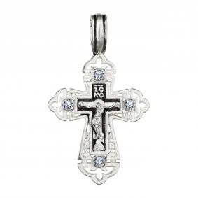 Подвеска-крест из черненого серебра Распятие Христово ЮЗ Елизавета с фианитом 3476-4ф 3476-4ф фото