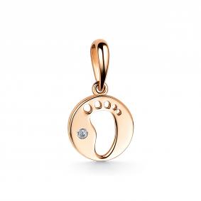 Золотая подвеска Пяточка АЛЬКОР с бриллиантом 34976-100 34976-100 фото