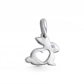 Подвеска из белого золота АЛЬКОР 34998-200 с бриллиантом 34998-200 фото