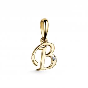 Подвеска-буква из лимонного золота В АЛЬКОР с бриллиантом 35011-300 35011-300 фото
