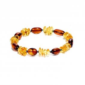 Браслет Галька, Сливка ИП Шавкунов ИН из янтаря и бисера 3502110630 3502110630 фото