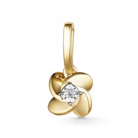 Подвеска из лимонного золота АЛЬКОР 35025-300 с бриллиантом 35025-300 фото