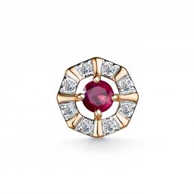 Золотая подвеска АЛЬКОР 35035-103 с бриллиантом и рубином 35035-103 фото