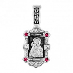 Подвеска-иконка из чернёного серебра Божией Матери Владимирская ЮЗ Елизавета с фианитом 3509-4ф-р 3509-4ф-р фото