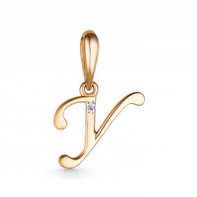 Золотая подвеска-буква У АЛЬКОР с бриллиантом 35126-100 35126-100 фото