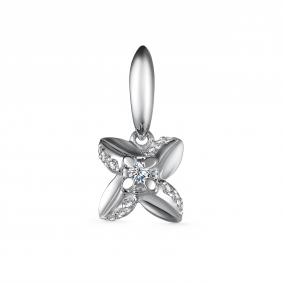 Подвеска из белого золота АЛЬКОР 35137-200 с бриллиантом 35137-200 фото