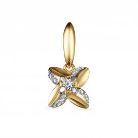 Подвеска из лимонного золота АЛЬКОР 35137-300 с бриллиантом 35137-300 фото