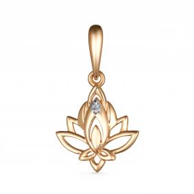 Золотая подвеска АЛЬКОР 35198-100 с бриллиантом 35198-100 фото