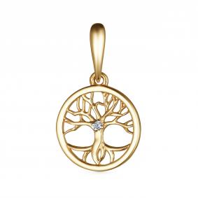 Подвеска из лимонного золота АЛЬКОР 35201-300 с бриллиантом 35201-300 фото