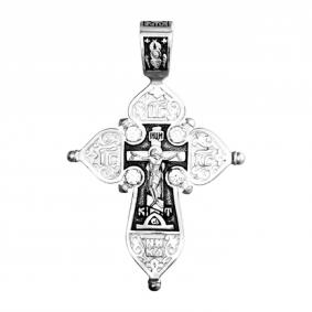 Подвеска-крест из черненого серебра ЮЗ Елизавета с фианитом 3526-4ф 3526-4ф фото